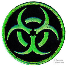 BIOHAZARD SYMBOL PATCH ZOMBIE GREEN embroidered iron-on TOXIC WARNING DANGER UFO picture