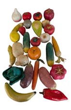 VTG Hand Painted Mexican Paper Mache Faux Fruit Vegtables Lot 25+ picture