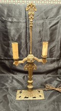 Antique 1920s Cast Iron Double Candle Table Lamp Art Deco Working picture