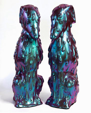 Iridescent Resin Dog Figurines Pair, Multicolor 3D Effect, by artist Syd Bee picture