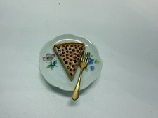 Limoges France Peint Main Porcelain Slice of Cherry Pie Tart Trinket Box Plate picture