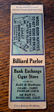Vintage Matchbook: Bank Exchange Cigar Store & Billiards, Woodland, CA Coast picture