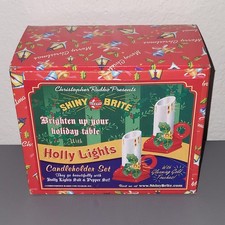 2002 Christopher Radko for Starad, Inc Shiny Brite Holly Lights Candleholder Set picture