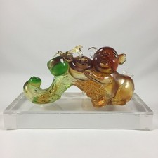 Liuli Crystal Glass Pig Figurine: Lucky Orange – Chinese Zodiac Wealth with base picture