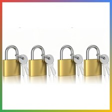 Small Padlocks 4 Pcs Gold 32mm Keyed Alloy For Luggage Gym Lockers picture
