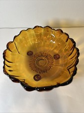 Vintage Indiana Glass Amber 11” Sunflower Footed Centerpiece Bowl…Beautiful picture