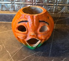 Vintage Halloween 1940s Large Paper Mache Pulp Jack-O'-Lantern Pumpkin picture