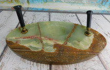 Vtg Agate/Marble Dual Double Fountain Pen Holder Stand 12