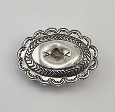 Vintage Native American Sterling Silver Stamped Concho Belt Buckle - 18.5g picture