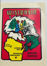 Vintage Wisconsin Horses Trees Fish State Souvenir Travel Decal picture