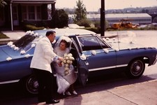 1971 CLASSIC CAR BRIDE WEDDING DAY 1970's Vintage 35mm Slide QTR17 picture