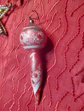 Antique Red Mercury Blown Glass Ice Cream Cone Christmas Ornament 5