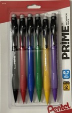 Pentel Prime Mechanical Pencils.  0.7, #2.  Variety Color. Six Pack. New. picture
