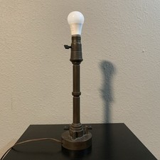 RARE ORIGINAL 1930s MACHINE AGE ART DECO TABLE LAMP TURNED BRASS UNIDENTIFIED  picture