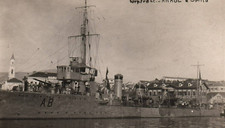 Postcard French Navy c1900s Destroyer Arabe WWI in Harbor Photo RPPC picture