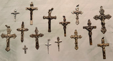 LOT OF 15 VINTAGE CATHOLIC RELIGIOUS STERLING SILVER CRUCIFIXES WOW picture