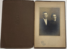 Vintage Early 1900s Antique Photo Folder Portrait Man & Woman Edwardian Fashion picture