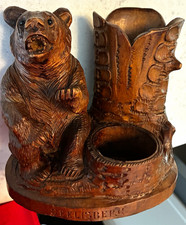 Seelisburg Black Forest (Swiss) Vintage Wooden Bear Smoker’s Companion/Ashtray picture