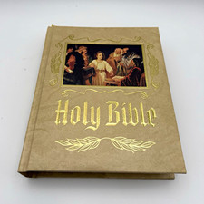 Vintage 1971 Heirloom Holy Bible KJV Red Letter Illustrated Family Bible 12” picture