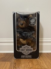 Vintage 1997 Harley Davidson Plush Collection Biker Bear Leather Cap Jacket Box picture