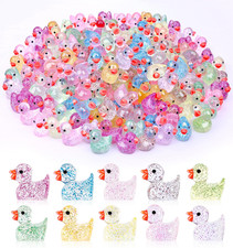 100pcs Mini Colorful Glitter Resin Ducks, Tiny Resin Duck Miniature Animals Bulk picture