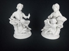 Vintage Classic French White Bisque Porcelain Statues Figurines picture