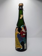 Vintage Hand Painted Paul Masson Vineyards Emerald Green Wine Bottle (Empty) picture