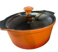 Le Creuset Enameled Cast Iron Dutch Oven Orange With Glass Lid picture
