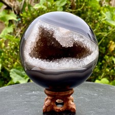 2.4LB   Natural Amethyst Agate Sphere Polished Healing Crystal Ball Home Fe picture
