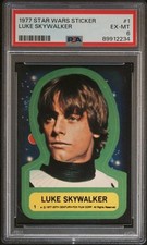 1977 Topps Star Wars STICKER Luke Skywalker #1 PSA 6 *SC702* picture