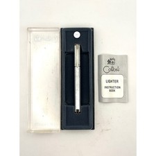 Colibri PTR1465 Clip Lighter Silver Pen Style Case Instructions Japan Vintage picture