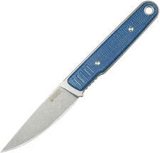 Kubey JL Fixie Blue Micarta Sandvik 14C28N Drop Pt Fixed Blade Knife 356B picture
