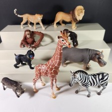 Schleich Wildlife animals Lot of 9 Lion Giraffe Zebra Hippo Cheetah Primates Hog picture