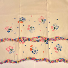 Beautiful Vintage hand embroidered pillow cases with crochet bottom edging. picture