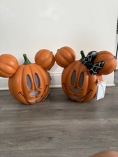 Pair Disney 2026 Home Depot 14 Inch LED Mickey & Minnie Mouse Pumpkin  Light Up picture