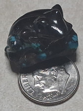 Zuni Tiny Frog on a Rock W / Turqoise Spots Fetish Possibly Haloo Not Signed picture
