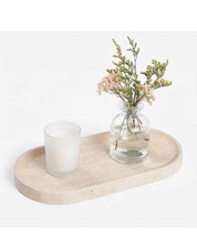 Beige Travertine Vanity Tray | Natural Stone Bathroom Organizer | Perfume & Jewe picture