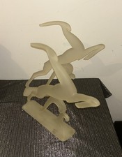 Pair Vintage 15” Acrylic Lucite Frosted Gazelle Antelope David Fisher MCM-READ picture