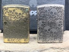 Lot 2-set Dynamic Zippo Lighter Brass & Antiques Collection Of Skull Zippo picture