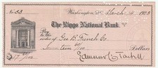 RARE Signed Bank Check - Edmund C Tarbell  American Impressionist Painter 1923 picture
