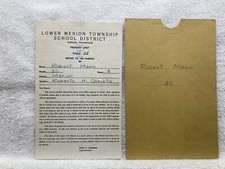1964 Lower Merion Township School District Elementary Report Card Ardmore PA Vtg picture
