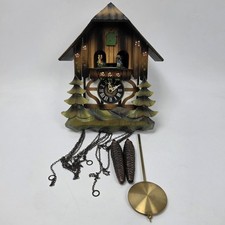 Vtg West Germany Cuckoo Clock Blaue Donau Black Forrest Animated Figures Weights picture