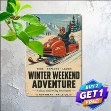 Classic Snowmobile Winter Sport Sign Metal Sign Vintage Cabin Decor 8x12 picture