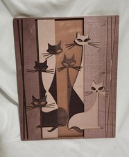 Layered Wood Atomic Cat MCM Mid Century Modern Wall Art Home Decor 13 x 10 1/2