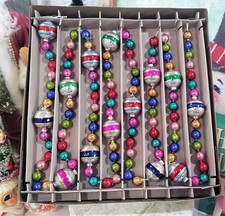 Shiny Brite 7 Ft Beaded Glass Christmas Garland Glitter Stripe picture