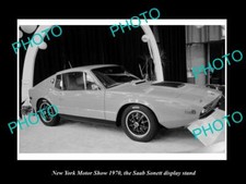 POSTCARD SIZE PHOTO OF NEW YORK MOTOR SHOW 1970 SAAB SONETT CAR DISPLAY picture
