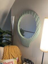 Vintage Mid Century VANGUARD Clamshell Wall Shell Mirror Sea foam Green picture