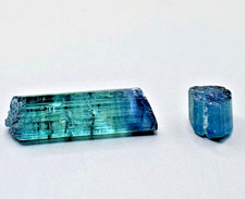 2 Natural Blue Green Tourmaline Crystals Indicolite Rough Afghanistan Specimens picture