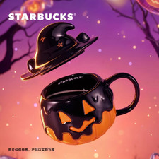 Starbucks China 2026 Halloween Magic Night 16oz Pumpkin Ceramic Mug w/ Witch Hat picture