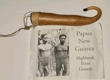 Vintage Papua New Guinea Highlands Koteka Penis Gourd Tribal Folk Art Souvenir picture